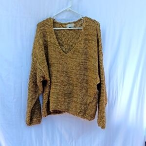 Universal Thread women's sweater dropped shoulders gold tan white size XXL